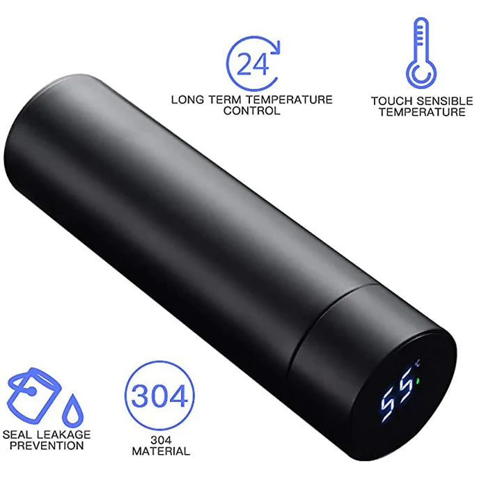 Intelligenter Temperaturkontroll-Isolierbecher mit Edelstahlschriftzug