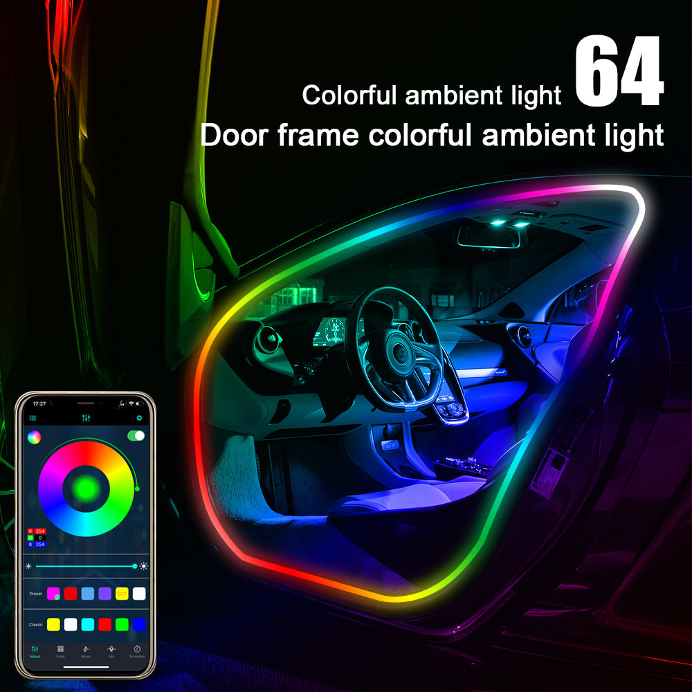Car Door Frame LED Ambient Lights - Wireless Invisible Stream of Colorful Light for Enhanced Driving Comfort