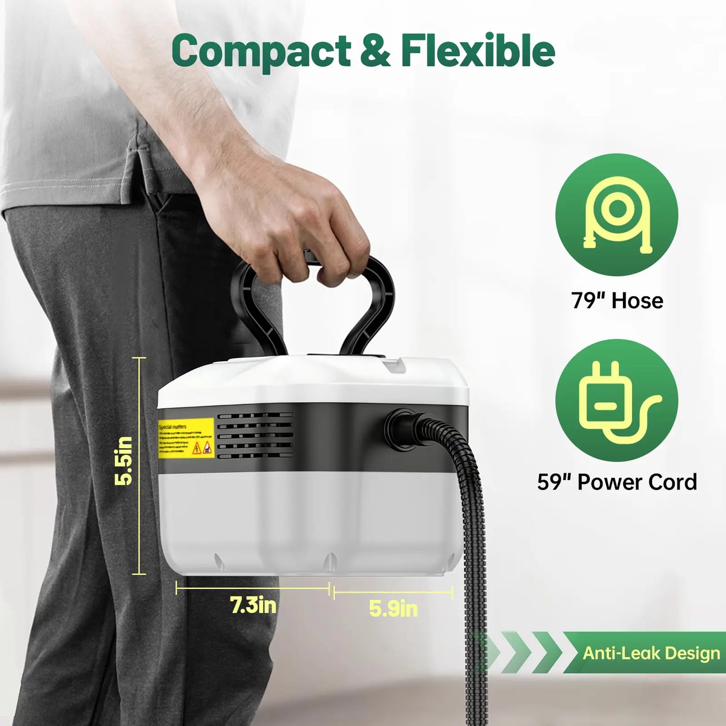 Portable Handheld Steam Cleaner with 10 Accessories, Adjustable Levels, Fast Heat-Up Steamer for Kitchen, Bathroom, Tile & Car Cleaning