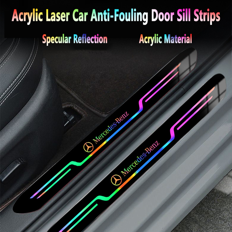 2025 Hot Sale ✨50% OFF ✨Acrylic Laser Car Anti-Fouling Door Sill Strips🎉4pcs🎉