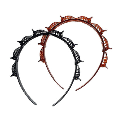 Lot de 2 serre-têtes à double frange avec 8 petites pinces, accessoires pour tresses torsadées à double couche pour femmes