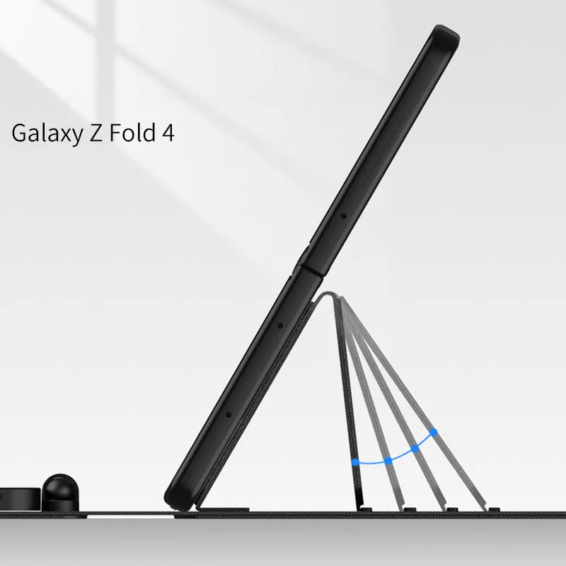 Étui en cuir uni avec clavier Bluetooth et souris sans fil, compatible avec Samsung Z Fold3/Z Fold4/Z Fold5/Z Fold6, support ultra-fin