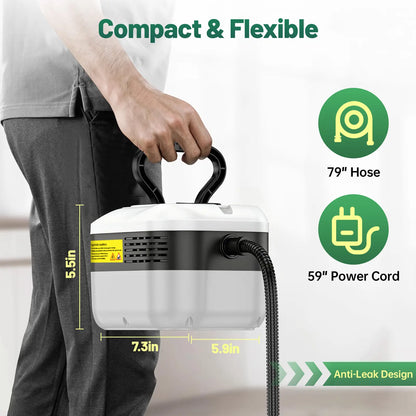 Portable Handheld Steam Cleaner with 10 Accessories, Adjustable Levels, Fast Heat-Up Steamer for Kitchen, Bathroom, Tile & Car Cleaning