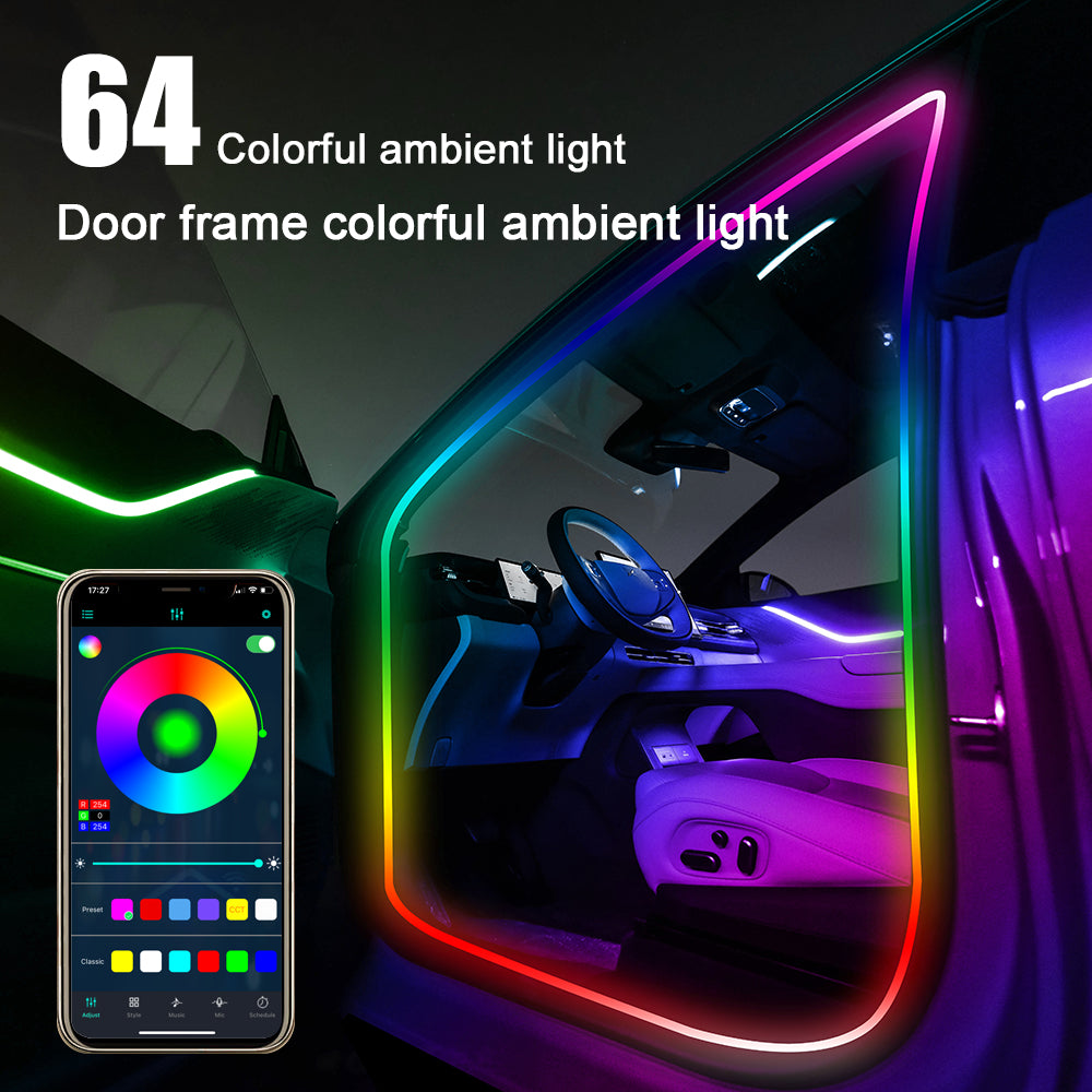 Car Door Frame LED Ambient Lights - Wireless Invisible Stream of Colorful Light for Enhanced Driving Comfort
