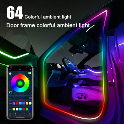 Car Door Frame LED Ambient Lights - Wireless Invisible Stream of Colorful Light for Enhanced Driving Comfort