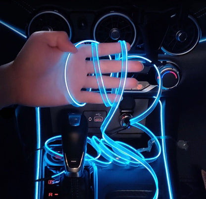 Car interior cool light usb Ice Blue El Wire Auto Atmosphere Decorative Lamp Flexible Neon Light DIY