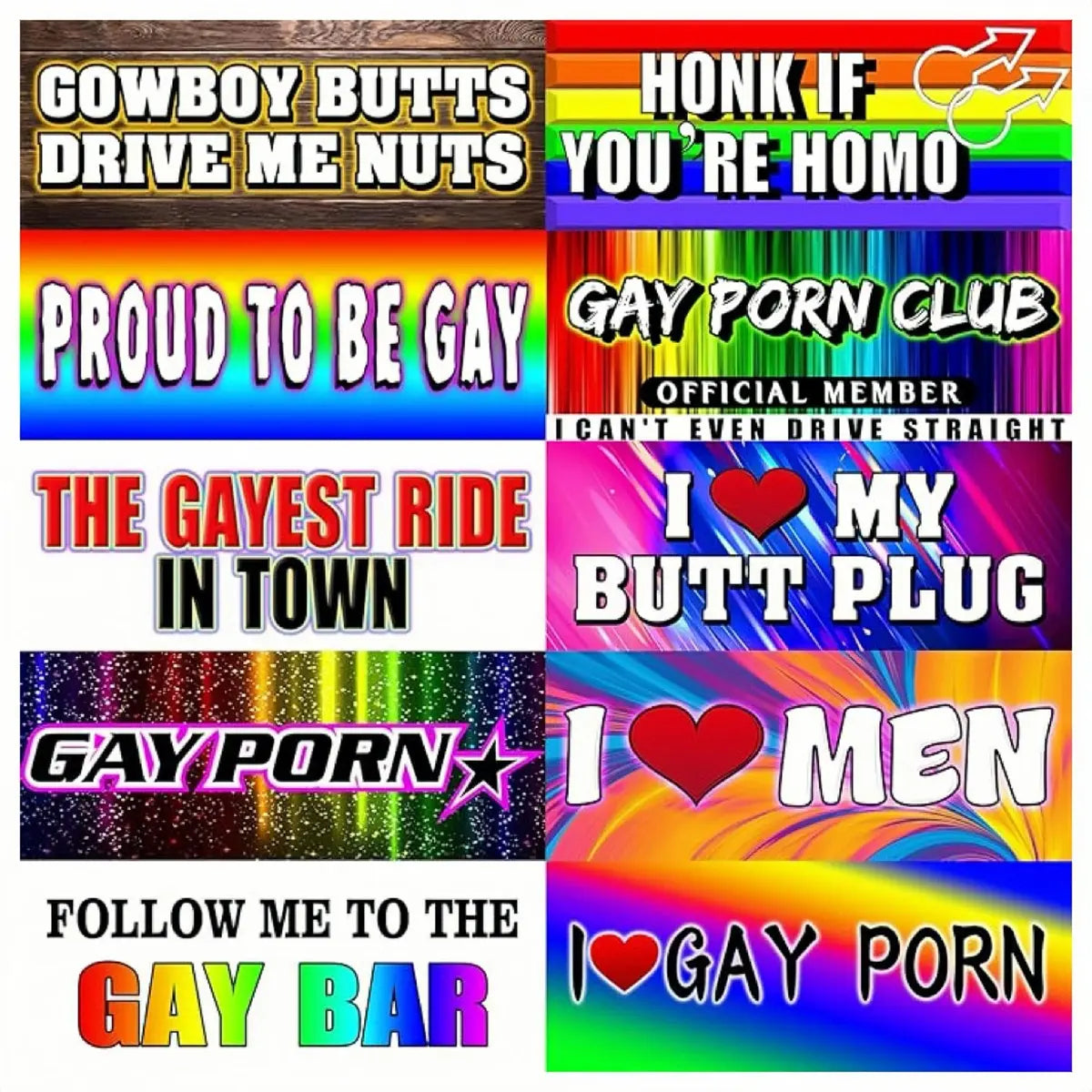 Gay Pride Rainbow Magnet Bumper Sticker Unique Designs 7.8X3.1 Inches Reusable Car Accessories for Vehicles and Fridge Funny Decor