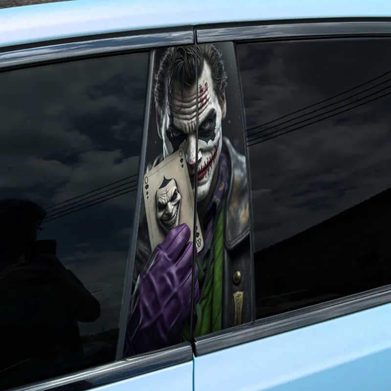 Autocollant Joker pour pilier central de voiture avec fond noir (2 pièces)