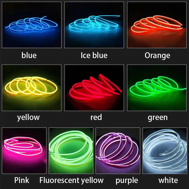 Car interior cool light usb Ice Blue El Wire Auto Atmosphere Decorative Lamp Flexible Neon Light DIY
