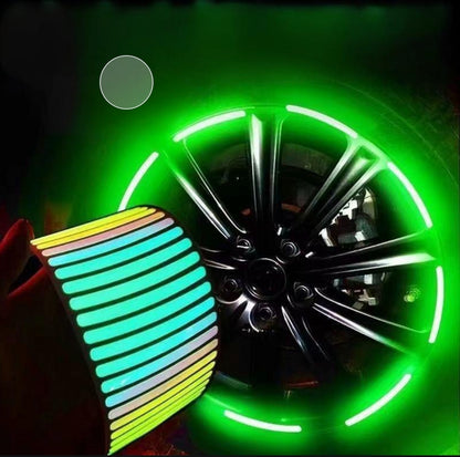 Autocollants décoratifs réfléchissants pour roues de voiture, autocollants d'avertissement de sécurité nocturne 