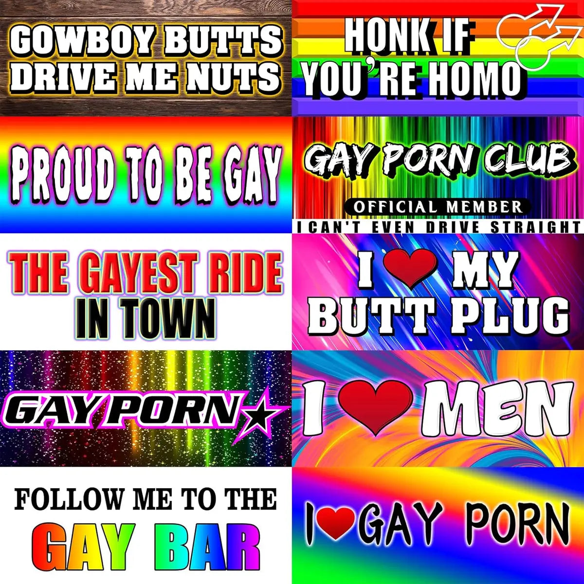 Gay Pride Rainbow Magnet Bumper Sticker Unique Designs 7.8X3.1 Inches Reusable Car Accessories for Vehicles and Fridge Funny Decor