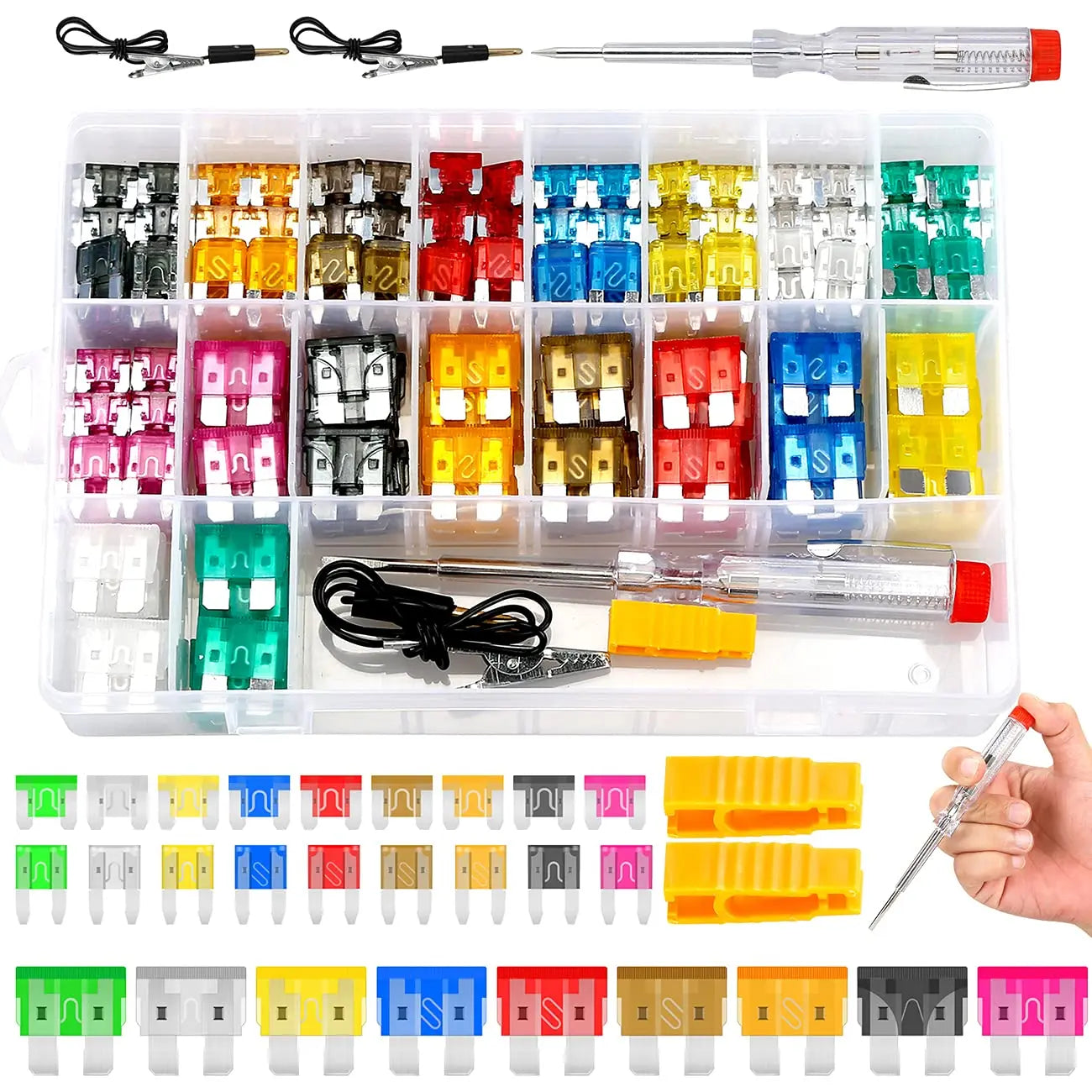 300/306Pcs Car Fuse Assortment Kit, 150 Mini Blade Fuses Automotive + 150 Standard Auto Fuses + Puller – Replacement for RV Camper Boat Truck (2Amp 3A 5A 7.5A 10A 15A 20A 25A 30A 35A 40A)