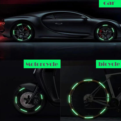Autocollants décoratifs réfléchissants pour roues de voiture, autocollants d'avertissement de sécurité nocturne 