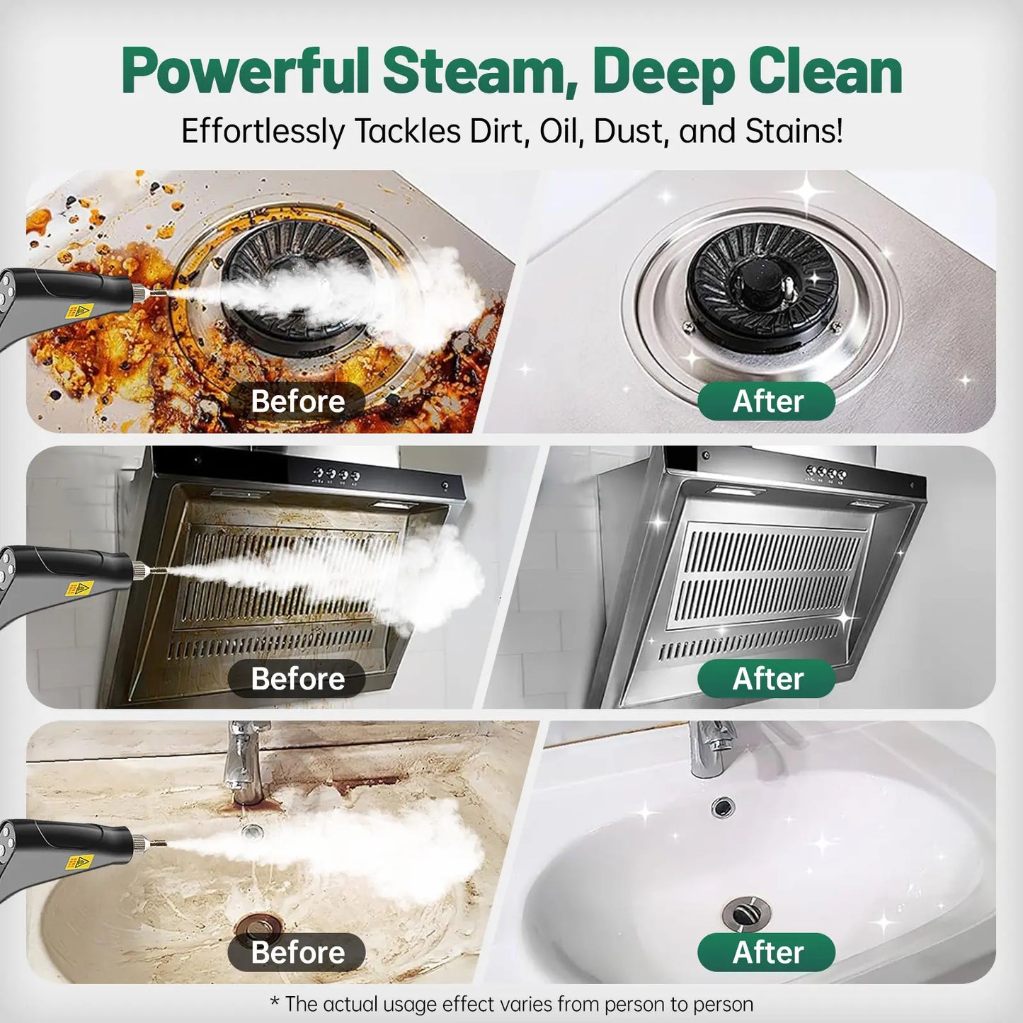 Portable Handheld Steam Cleaner with 10 Accessories, Adjustable Levels, Fast Heat-Up Steamer for Kitchen, Bathroom, Tile & Car Cleaning