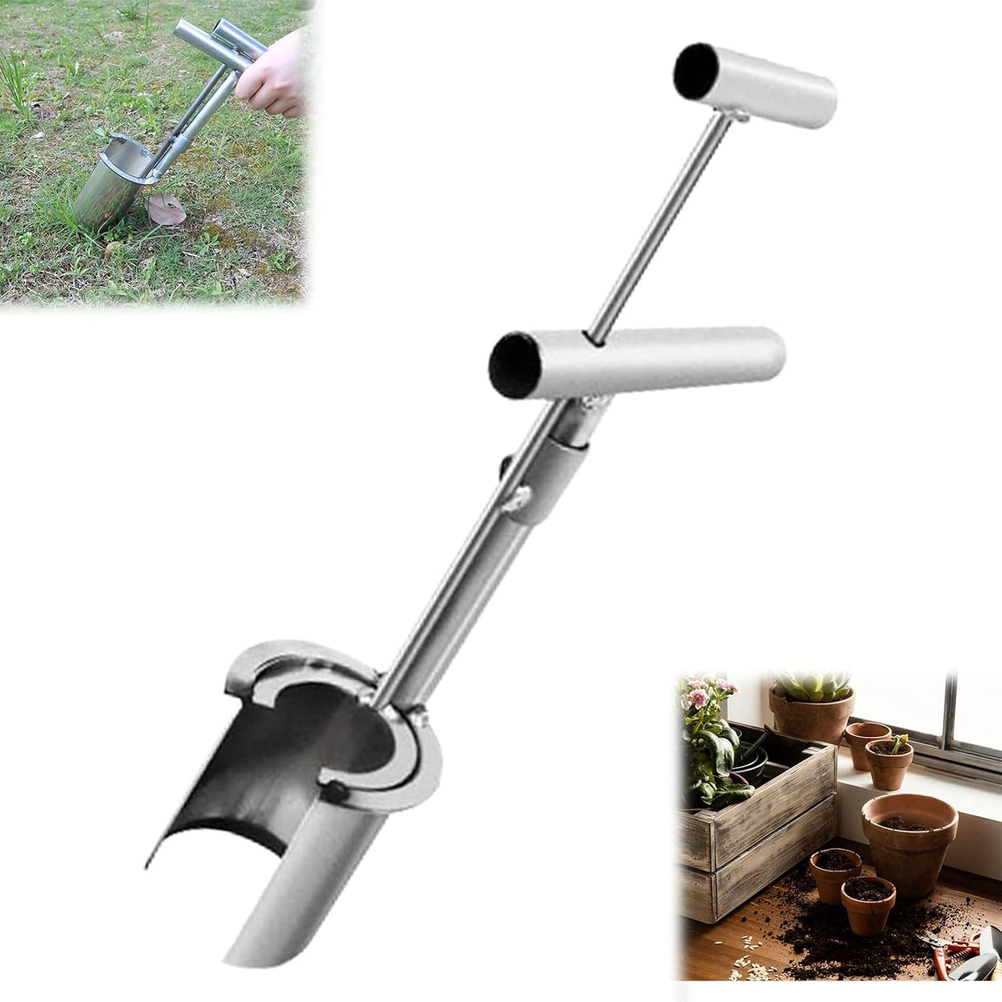 Bulb Planter Tool,Plant and Fruit Tree Seeding Transplanter Stainless Steel Planting Tools