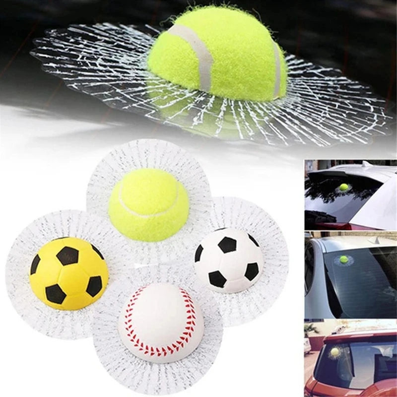Auto Styling Baseball Fußball Tennis Stereo Zerbrochenes Glas 3D Aufkleber