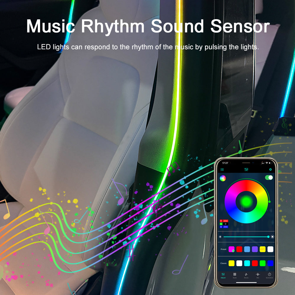 Car Door Frame LED Ambient Lights - Wireless Invisible Stream of Colorful Light for Enhanced Driving Comfort