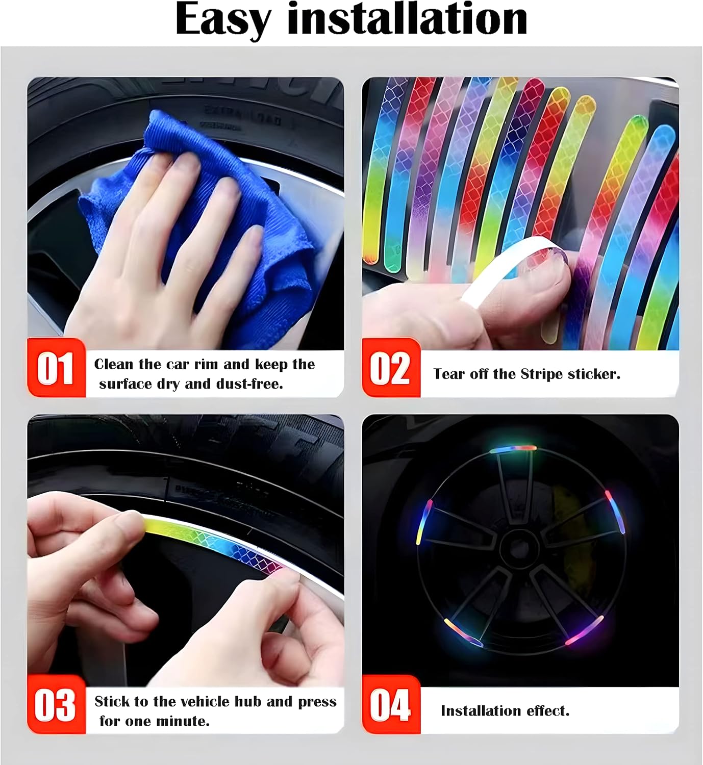 Autocollants décoratifs réfléchissants pour roues de voiture, autocollants d'avertissement de sécurité nocturne 