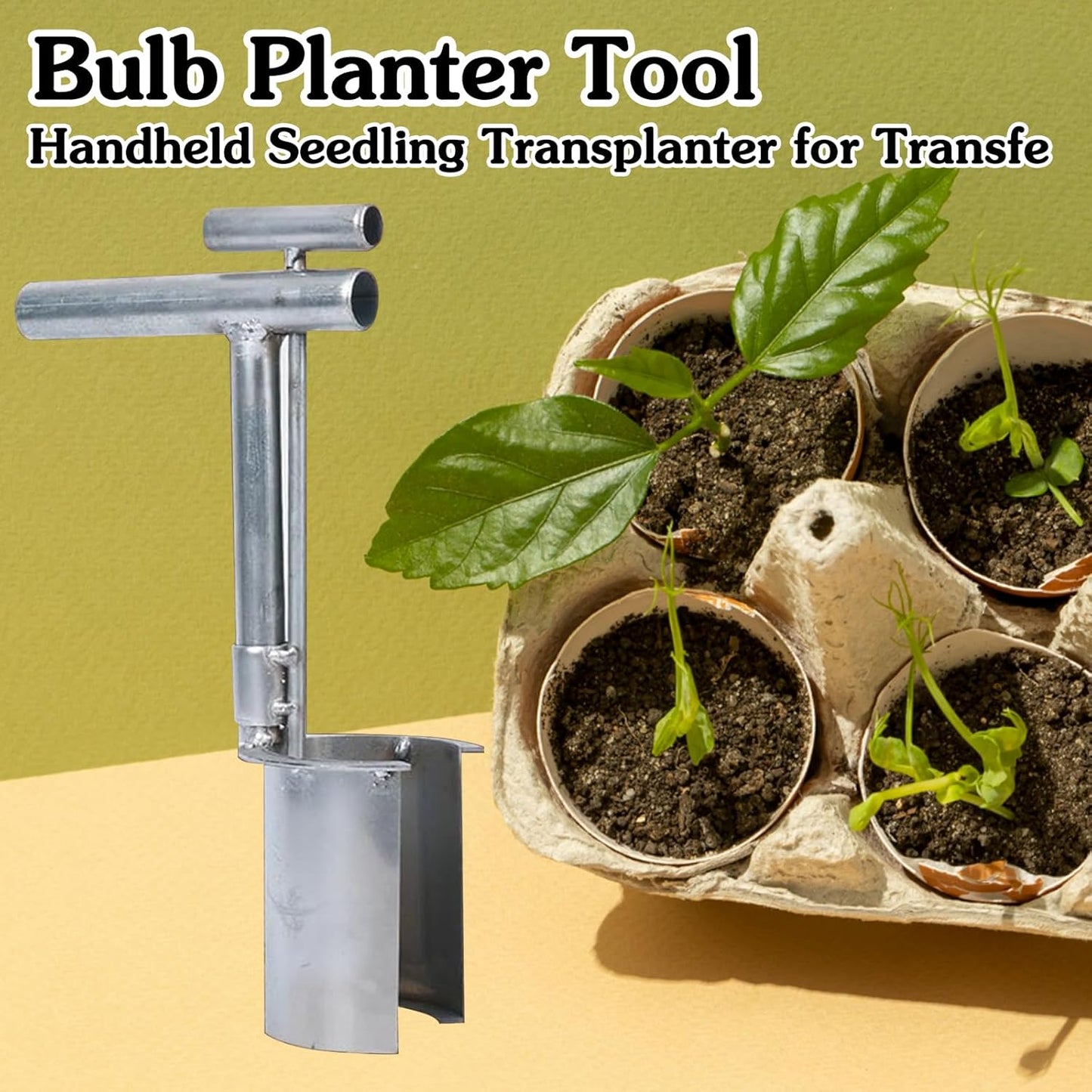 Bulb Planter Tool,Plant and Fruit Tree Seeding Transplanter Stainless Steel Planting Tools