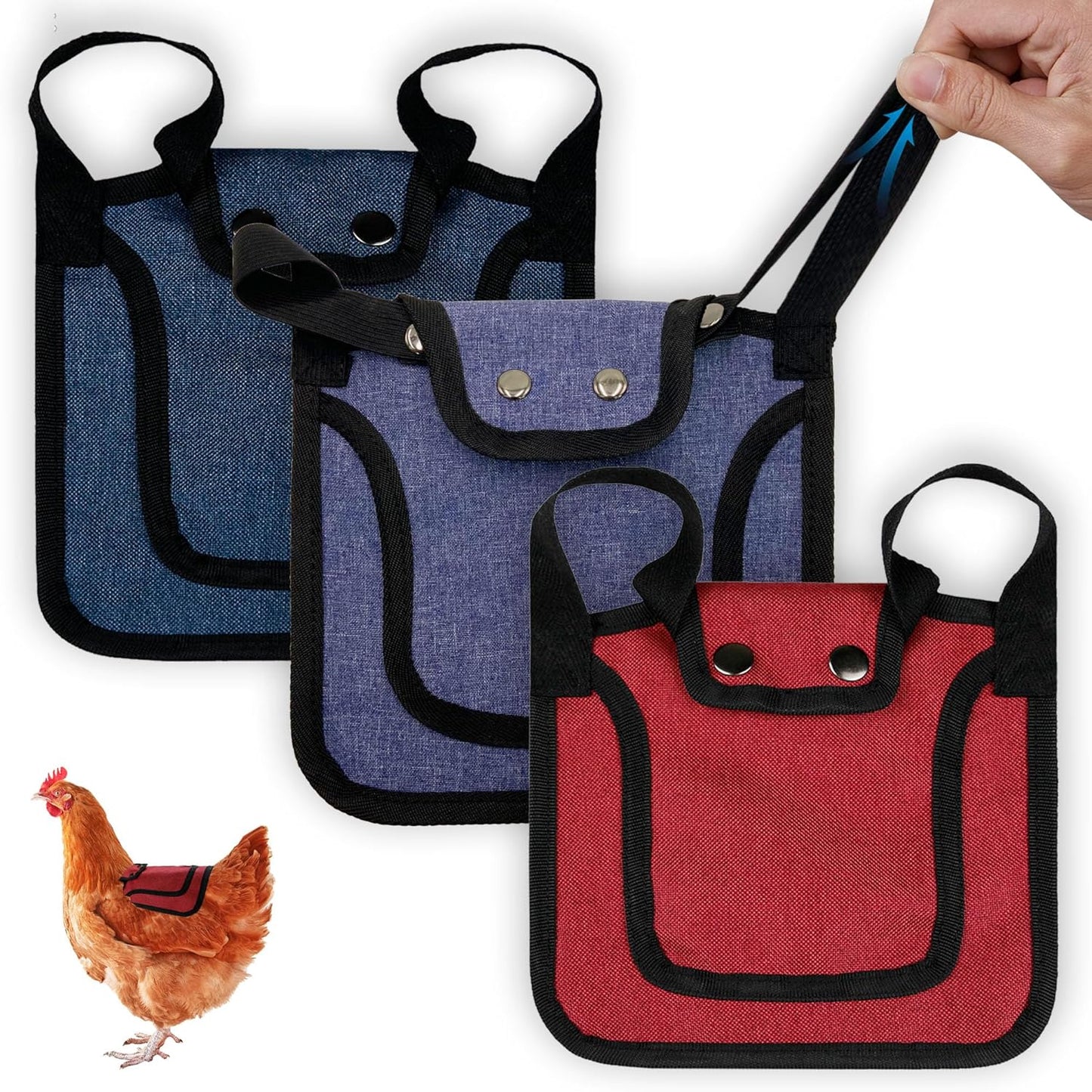 Thungeek 3 Pieces Premium Chicken Saddles with Stretchy Strap, Hen Saddle Sweater Clothes, Birds Protector for Back and Sides