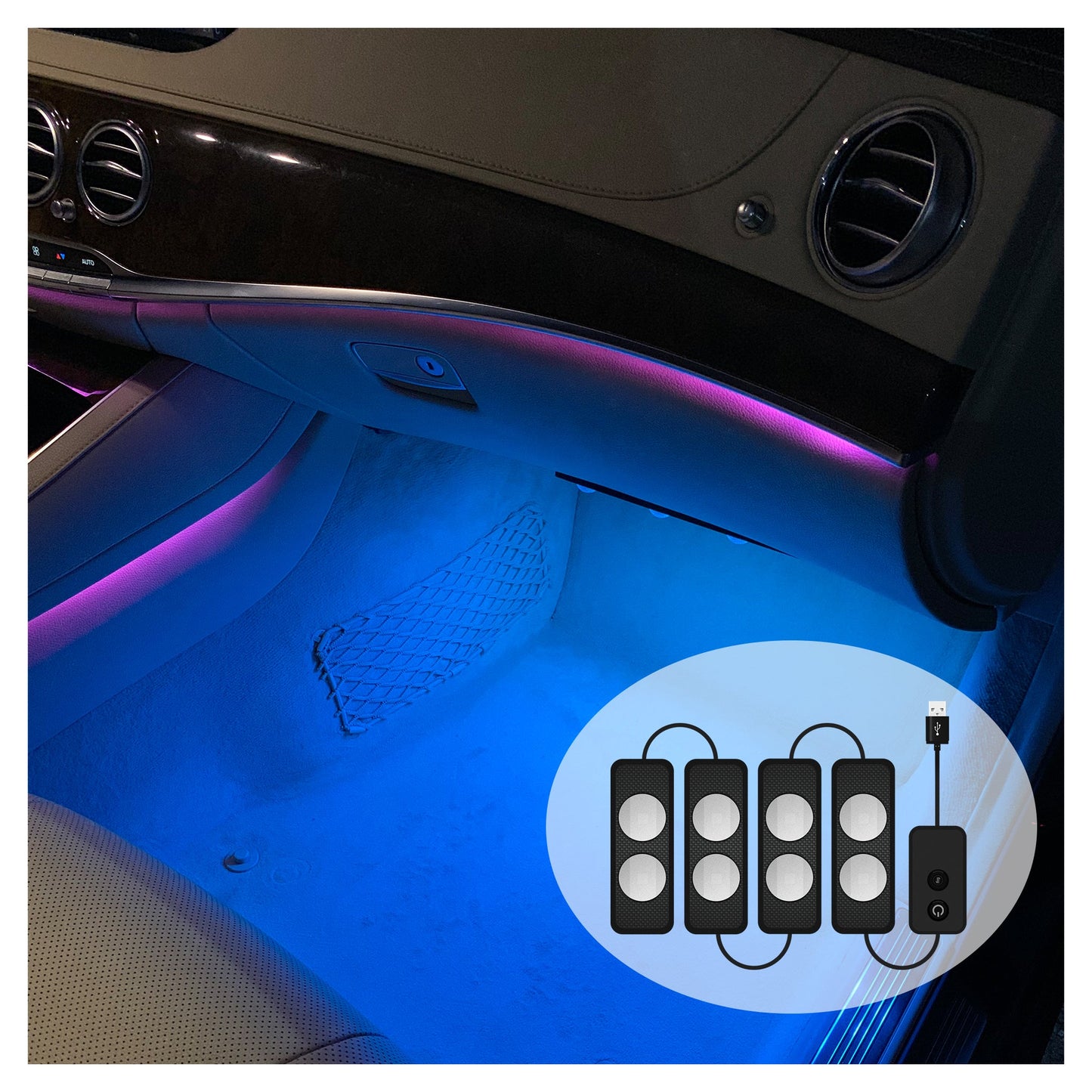 Car el neon wire + car seat warm light