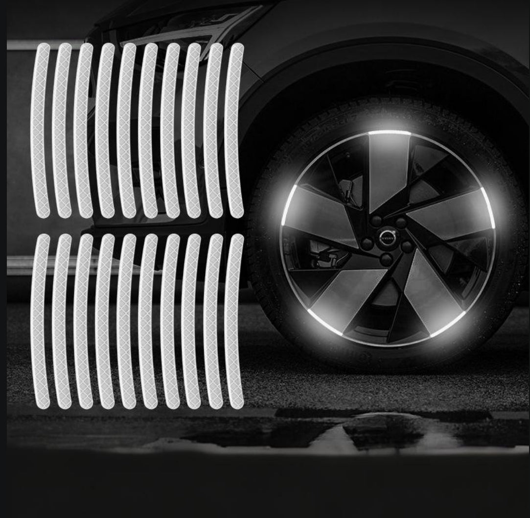 Autocollants décoratifs réfléchissants pour roues de voiture, autocollants d'avertissement de sécurité nocturne 