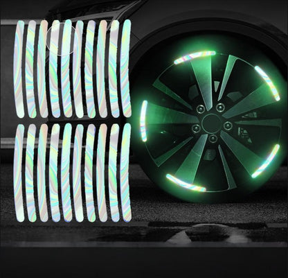 Autocollants décoratifs réfléchissants pour roues de voiture, autocollants d'avertissement de sécurité nocturne 