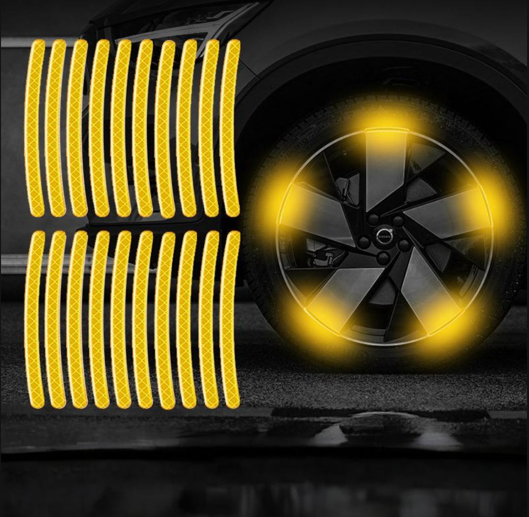 Autocollants décoratifs réfléchissants pour roues de voiture, autocollants d'avertissement de sécurité nocturne 