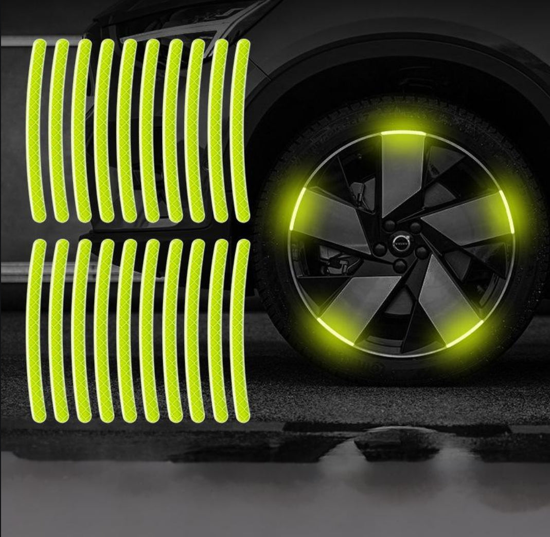 Autocollants décoratifs réfléchissants pour roues de voiture, autocollants d'avertissement de sécurité nocturne 