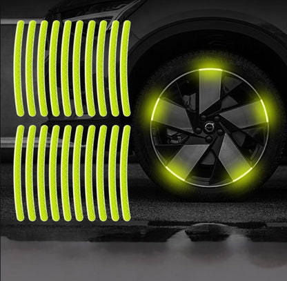 Autocollants décoratifs réfléchissants pour roues de voiture, autocollants d'avertissement de sécurité nocturne 