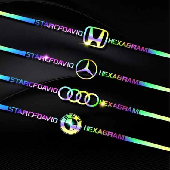 3D Colorful laser reflective car sticker 4PCS