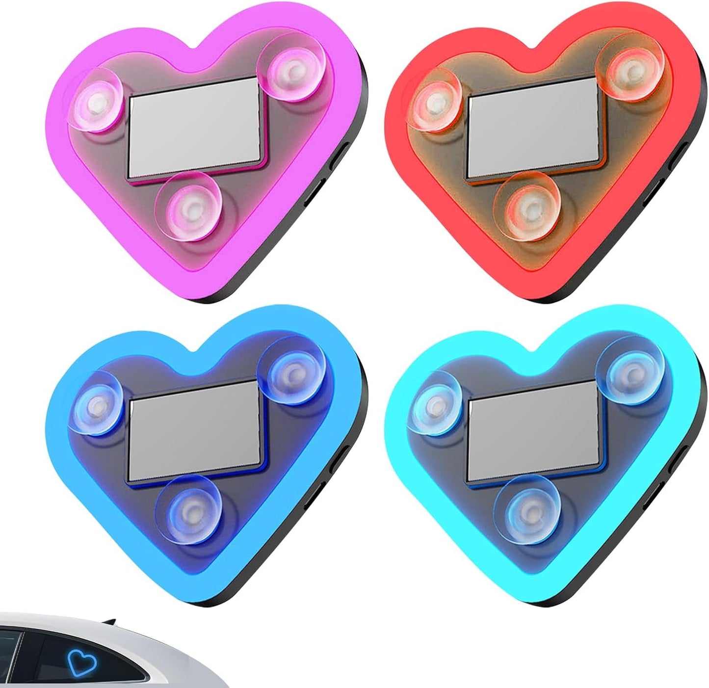 Solar Powered Wireless LED Heart Shape C-Pillar Neon Light