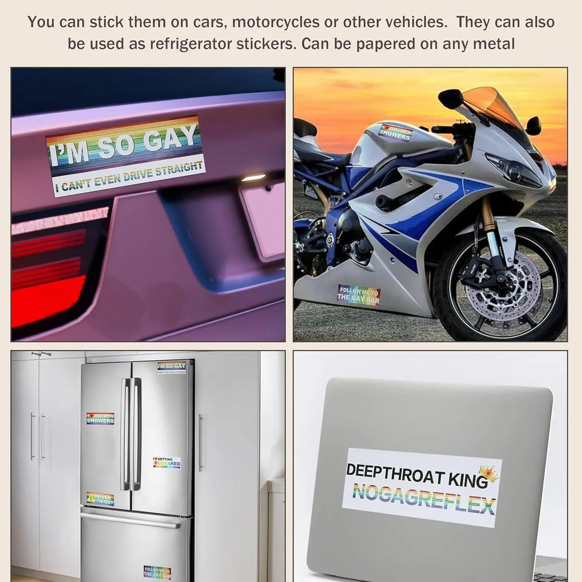 Gay Pride Rainbow Magnet Bumper Sticker Unique Designs 7.8X3.1 Inches Reusable Car Accessories for Vehicles and Fridge Funny Decor