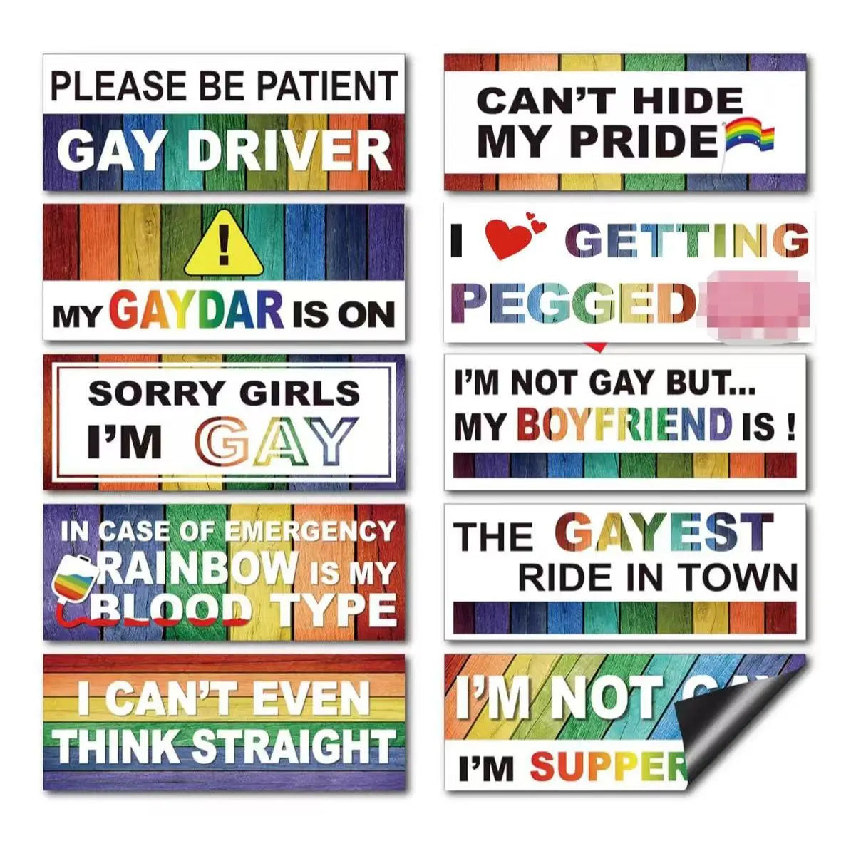 Gay Pride Rainbow Magnet Bumper Sticker Unique Designs 7.8X3.1 Inches Reusable Car Accessories for Vehicles and Fridge Funny Decor