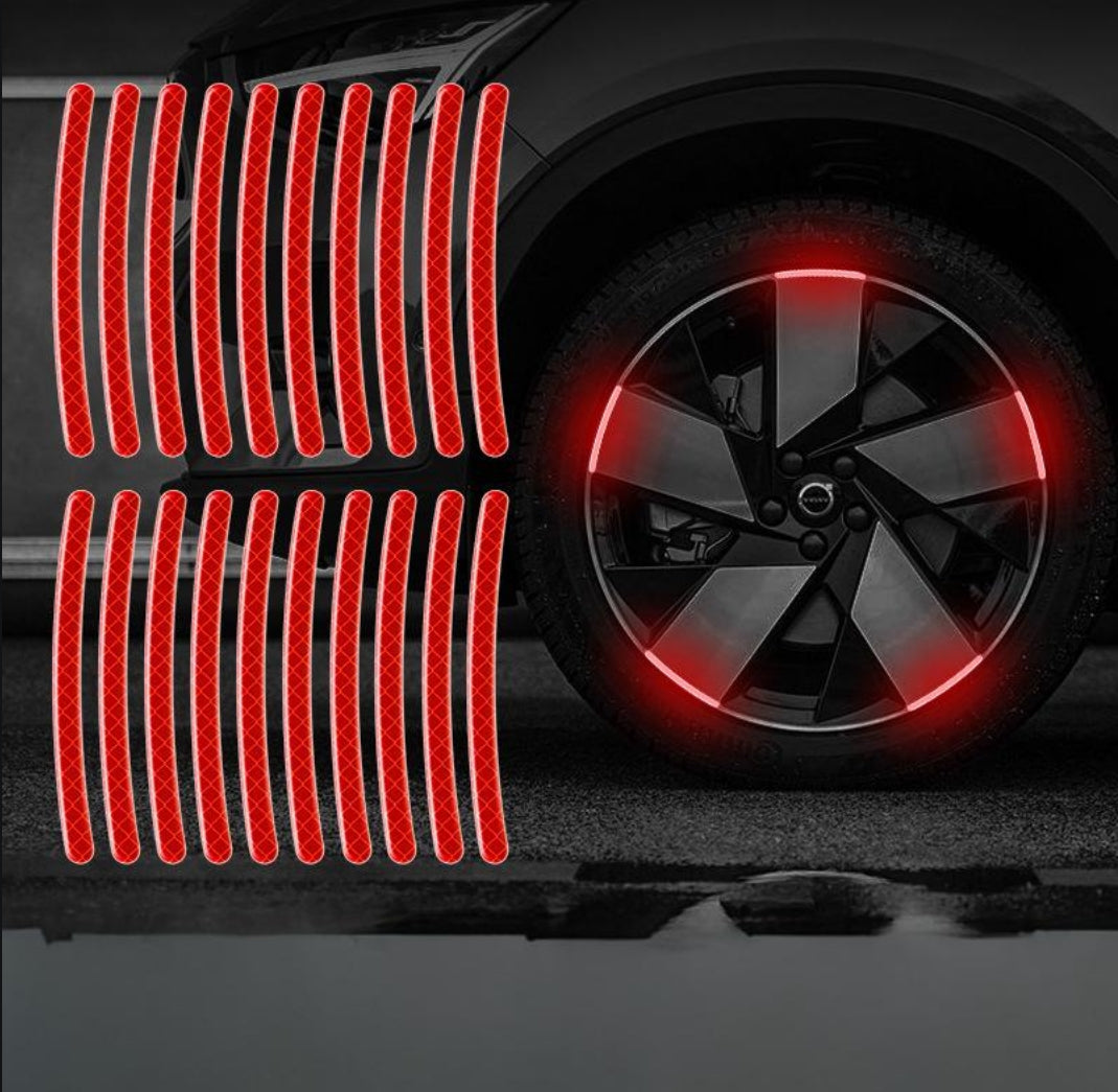 Autocollants décoratifs réfléchissants pour roues de voiture, autocollants d'avertissement de sécurité nocturne 